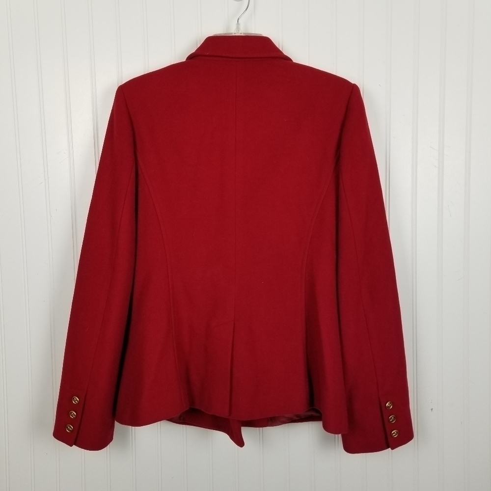 Tory Burch Callum Military Double Breasted Pea Coat Wool Blend Gold Star Red 10 - Picture 2 of 8